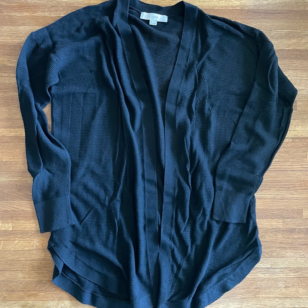 LOFT Black Open-Front Cardigan Sweater